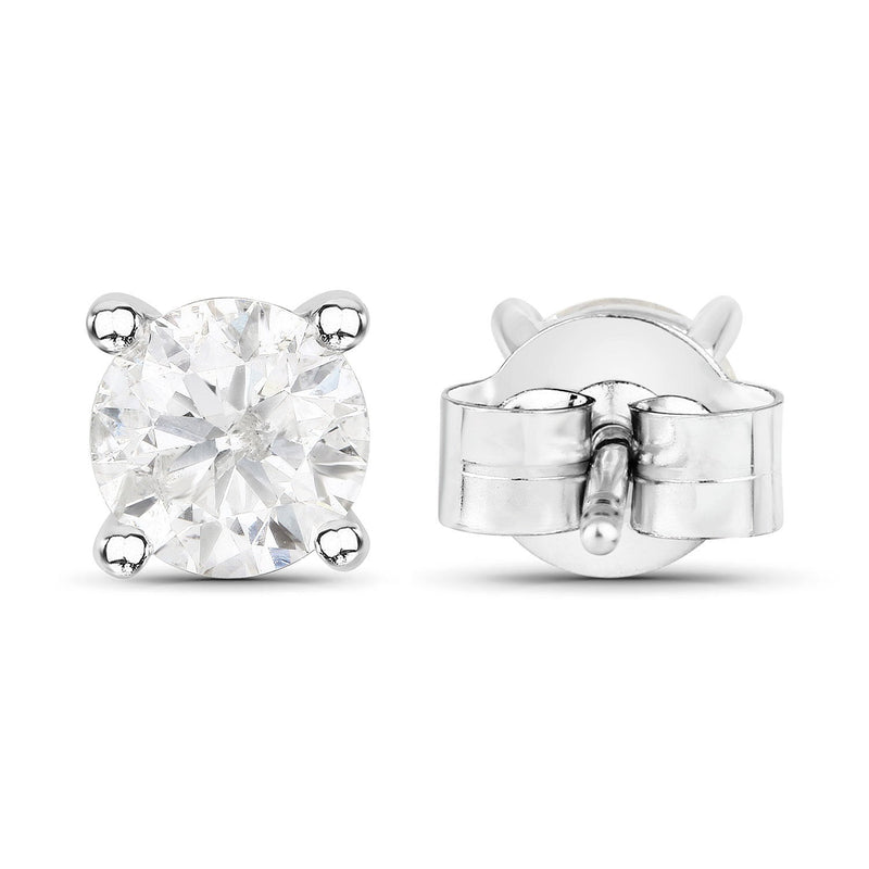 Bids.com 1.02 Carat Genuine White Diamond 14K White Gold Earrings Earrings White Smoke