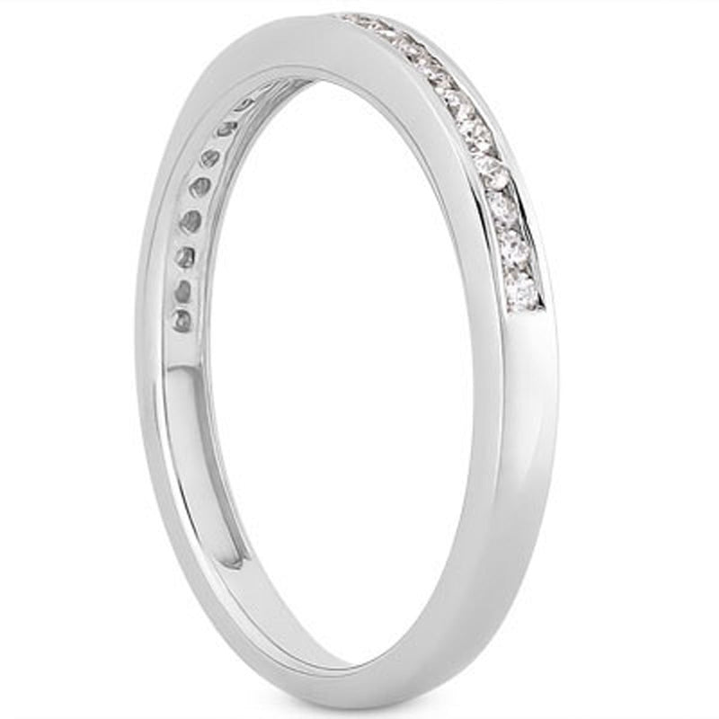 Bids.com 14k White Gold Slender Channel Set Diamond Wedding Ring Band Set 1/2 Around Rings White Smoke 4 / White Gold,4.5 / White Gold,5 / White Gold,5.5 / White Gold,6 / White Gold,6.5 / White Gold,7 / White Gold,7.5 / White Gold,8 / White Gold,8.5 / White Gold,9 / White Gold