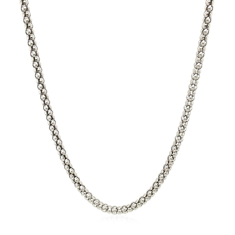 Bids.com Rhodium Plated 2.5mm Sterling Silver Popcorn Style Chain Necklaces White Smoke 16 / Sterling Silver,18 / Sterling Silver,20 / Sterling Silver,24 / Sterling Silver