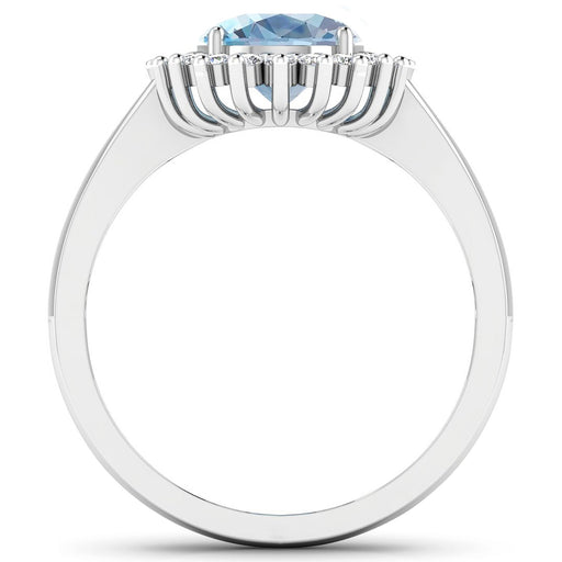Bids.com 1.24 Carat Genuine Aquamarine and White Diamond 14K White Gold Ring Rings White Smoke size 6.00,size 7.00,size 8.00,size 9.00