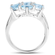 Bids.com 3.57 Carat Genuine  Blue Topaz .925 Sterling Silver Ring Rings White Smoke size 7.00,size 6.00,size 8.00,size 5.00,size 9.00