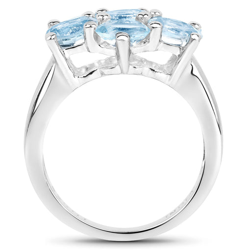 Bids.com 3.57 Carat Genuine  Blue Topaz .925 Sterling Silver Ring Rings White Smoke size 7.00,size 6.00,size 8.00,size 5.00,size 9.00