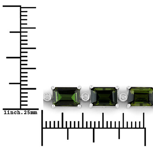 Bids.com 19.04 Carat Genuine Green Tourmaline and White Diamond 14K White Gold Bracelet Bracelets White Smoke size 7.00