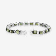 Bids.com 19.04 Carat Genuine Green Tourmaline and White Diamond 14K White Gold Bracelet Bracelets White Smoke size 7.00