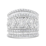 Bids.com .925 Sterling Silver 2.0 Cttw Diamond Edge Multi-Row Ring Band ( J-K Color, I3 Clarity) - Ring Size 7 Rings Light Gray 7 / White.Sterling Silver,9 / White.Sterling Silver,6 / White.Sterling Silver,8 / White.Sterling Silver,5 / White.Sterling Silver
