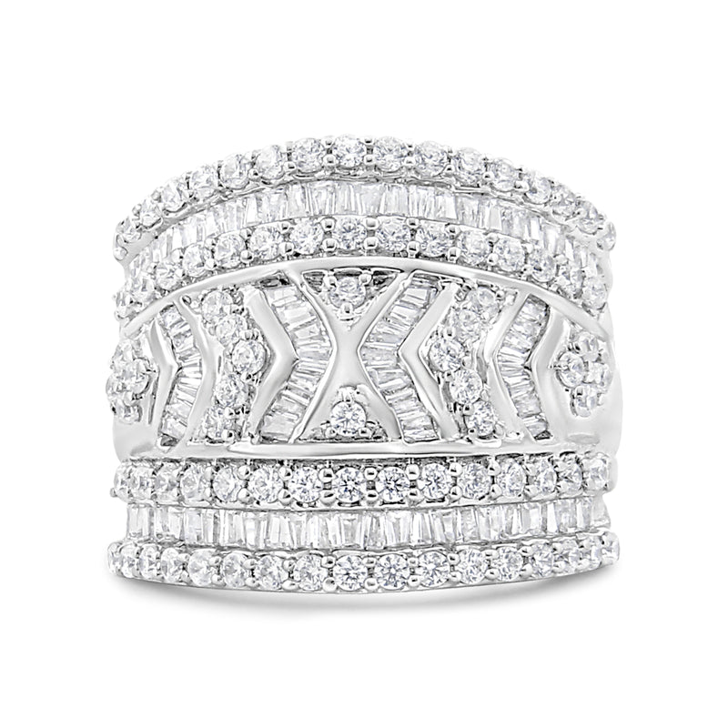 Bids.com .925 Sterling Silver 2.0 Cttw Diamond Edge Multi-Row Ring Band ( J-K Color, I3 Clarity) - Ring Size 7 Rings Light Gray 7 / White.Sterling Silver,9 / White.Sterling Silver,6 / White.Sterling Silver,8 / White.Sterling Silver,5 / White.Sterling Silver