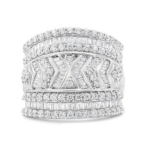 Bids.com .925 Sterling Silver 2.0 Cttw Diamond Edge Multi-Row Ring Band ( J-K Color, I3 Clarity) - Ring Size 7 Rings Light Gray 7 / White.Sterling Silver,9 / White.Sterling Silver,6 / White.Sterling Silver,8 / White.Sterling Silver,5 / White.Sterling Silver