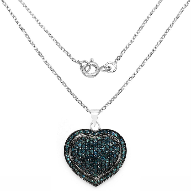 Bids.com 1.25 Carat Genuine Blue Diamond .925 Sterling Silver Pendant Pendants White Smoke