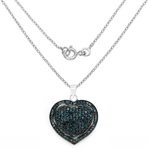 Bids.com 1.25 Carat Genuine Blue Diamond .925 Sterling Silver Pendant Pendants White Smoke