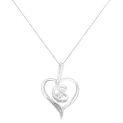 Bids.com Espira 10K White Gold .03 Cttw Diamond-Accented Round-Cut Diamond Swirl Open Heart 18" Pendant Necklace (I-J Color, I2-I3 Clarity) Necklaces White Smoke White.Gold / 18