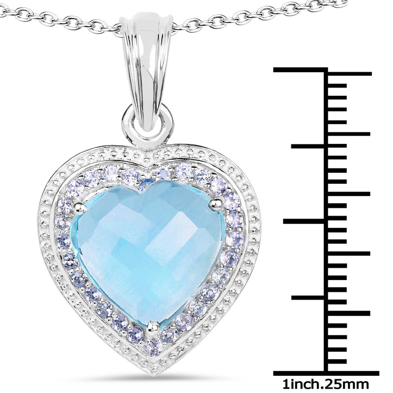 Bids.com 7.36 Carat Genuine Blue Topaz and Tanzanite .925 Sterling Silver Pendant Pendants White Smoke