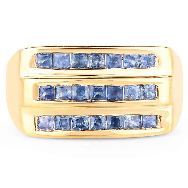 Bids.com 14K Yellow Gold Plated 1.05 Carat Genuine Blue Sapphire .925 Sterling Silver Ring Rings Bisque size 7.00,size 6.00,size 8.00,size 9.00