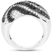 Bids.com 1.26 Carat Genuine Black Diamond and White Diamond .925 Sterling Silver Ring Rings White Smoke size 7.00,size 8.00,size 6.00,size 9.00