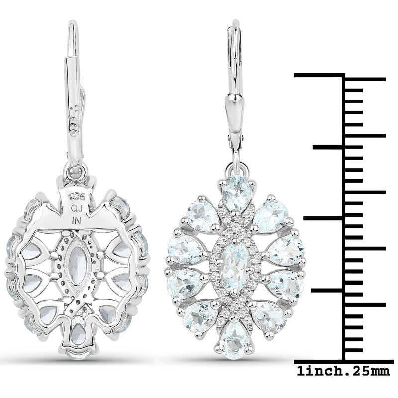 Bids.com 2.93 Carat Genuine Aquamarine and White Topaz .925 Sterling Silver Earrings Earrings White Smoke