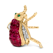 Bids.com 18K Yellow Gold 3/8 Cttw Diamond and 6 3/4 Cttw Red Ruby Bumblebee Brooch Pin (F-G Color, VS2-SI1 Clarity) Accessories White Smoke Yellow.Gold / 0.44