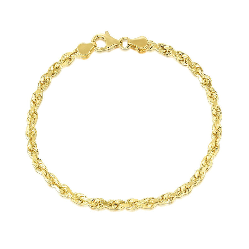 Bids.com 5.0mm 10k Yellow Gold Solid Diamond Cut Rope Bracelet Bracelets White Smoke 8 / Yellow Gold,9 / Yellow Gold