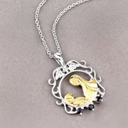 Bids.com 0.12 Carat Genuine Blue Sapphire .925 Sterling Silver Pendant Pendants Dark Gray size 18.00