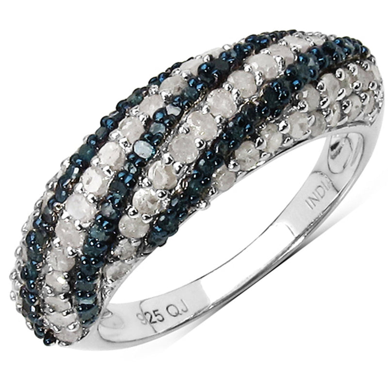 Bids.com 1.25 Carat Genuine Blue Diamond and White Diamond .925 Sterling Silver Ring Rings White Smoke size 7.00,size 8.00,size 6.00,size 5.00,size 9.00