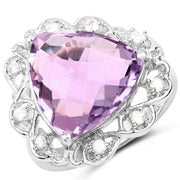 Bids.com 8.86 Carat Genuine Amethyst and White Zircon .925 Sterling Silver Ring Rings White Smoke size 9.00,size 5.00,size 6.00,size 7.00,size 8.00,size 10.00