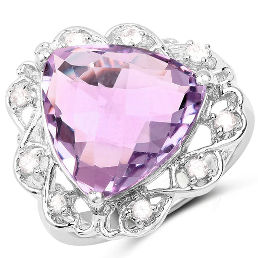 Bids.com 8.86 Carat Genuine Amethyst and White Zircon .925 Sterling Silver Ring Rings White Smoke size 9.00,size 5.00,size 6.00,size 7.00,size 8.00,size 10.00