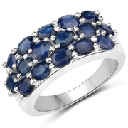 Bids.com 10.40 Carat Genuine Blue Sapphire .925 Sterling Silver 3 Piece Jewelry Set (Ring, Earrings, and Pendant w/ Chain) Jewelry Sets White Smoke size 6.00,size 7.00,size 8.00,size 5.00,size 9.00