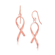 Bids.com 14k Rose Gold Polished Ribbon Style Drop Earrings Earrings White Smoke Rose Gold