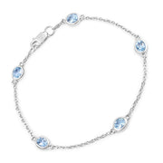Bids.com 1.80 Carat Genuine Blue Topaz .925 Sterling Silver Bracelet Bracelets White Smoke size 7.00