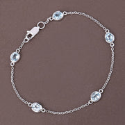 Bids.com 1.80 Carat Genuine Blue Topaz .925 Sterling Silver Bracelet Bracelets Dim Gray size 7.00