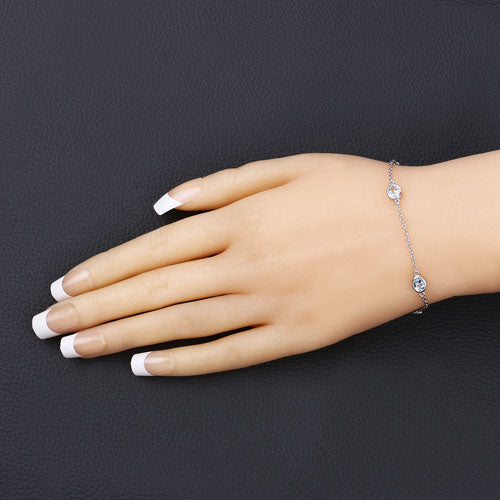 Bids.com 1.80 Carat Genuine Blue Topaz .925 Sterling Silver Bracelet Bracelets Wheat size 7.00