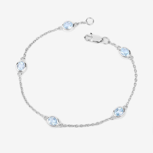 Bids.com 1.80 Carat Genuine Blue Topaz .925 Sterling Silver Bracelet Bracelets White Smoke size 7.00