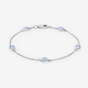 Bids.com 1.80 Carat Genuine Blue Topaz .925 Sterling Silver Bracelet Bracelets White Smoke size 7.00