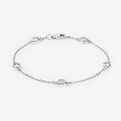 Bids.com 1.80 Carat Genuine Blue Topaz .925 Sterling Silver Bracelet Bracelets White Smoke size 7.00
