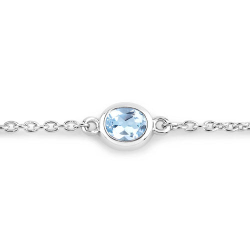 Bids.com 1.80 Carat Genuine Blue Topaz .925 Sterling Silver Bracelet Bracelets White Smoke size 7.00