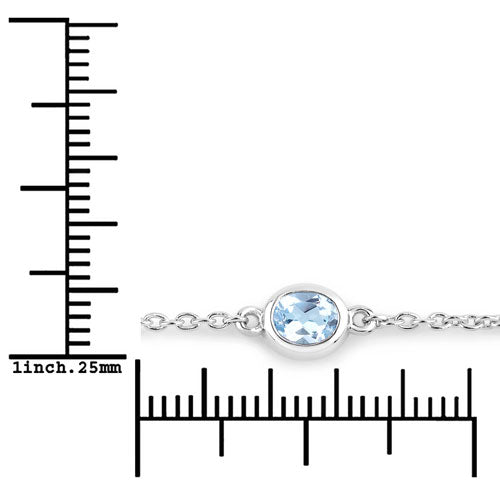 Bids.com 1.80 Carat Genuine Blue Topaz .925 Sterling Silver Bracelet Bracelets White Smoke size 7.00