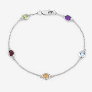 Bids.com 1.83 Carat Genuine Multi Stones .925 Sterling Silver Bracelet Bracelets White Smoke size 8.00