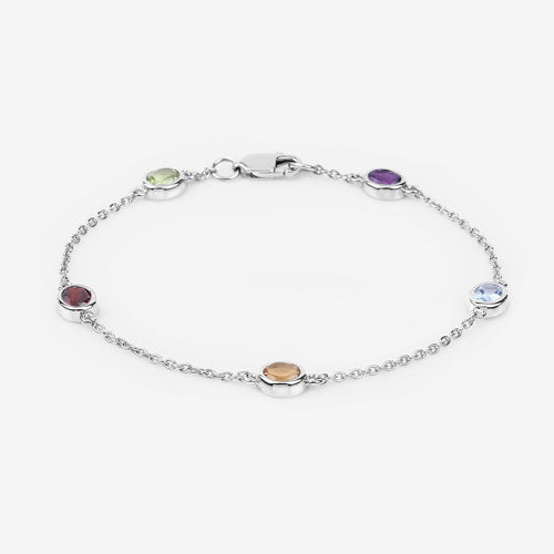 Bids.com 1.83 Carat Genuine Multi Stones .925 Sterling Silver Bracelet Bracelets White Smoke size 8.00