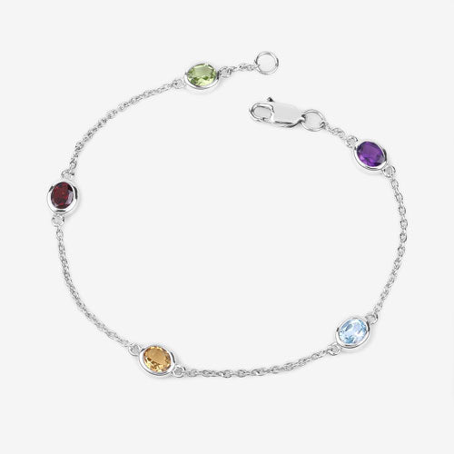 Bids.com 1.83 Carat Genuine Multi Stones .925 Sterling Silver Bracelet Bracelets White Smoke size 8.00