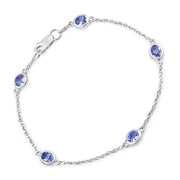 Bids.com 1.65 Carat Genuine Tanzanite .925 Sterling Silver Bracelet Bracelets White Smoke size 7.00