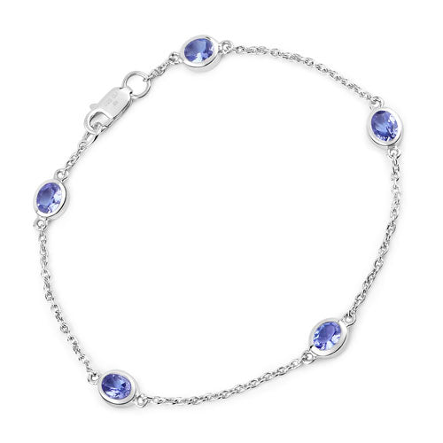 Bids.com 1.65 Carat Genuine Tanzanite .925 Sterling Silver Bracelet Bracelets White Smoke size 7.00