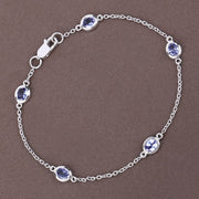 Bids.com 1.65 Carat Genuine Tanzanite .925 Sterling Silver Bracelet Bracelets Dim Gray size 7.00
