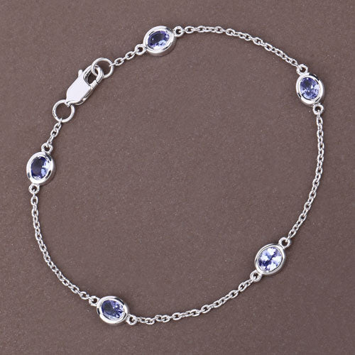 Bids.com 1.65 Carat Genuine Tanzanite .925 Sterling Silver Bracelet Bracelets Dim Gray size 7.00