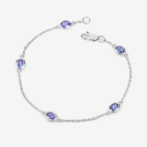 Bids.com 1.65 Carat Genuine Tanzanite .925 Sterling Silver Bracelet Bracelets White Smoke size 7.00