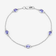 Bids.com 1.65 Carat Genuine Tanzanite .925 Sterling Silver Bracelet Bracelets White Smoke size 7.00