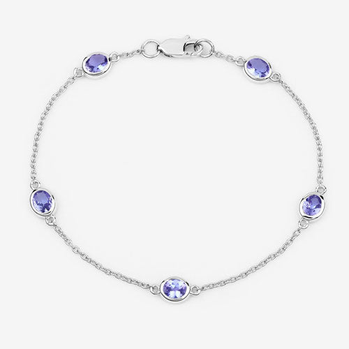 Bids.com 1.65 Carat Genuine Tanzanite .925 Sterling Silver Bracelet Bracelets White Smoke size 7.00