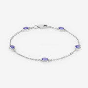 Bids.com 1.65 Carat Genuine Tanzanite .925 Sterling Silver Bracelet Bracelets White Smoke size 7.00