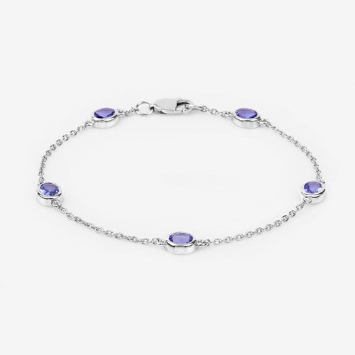 Bids.com 1.65 Carat Genuine Tanzanite .925 Sterling Silver Bracelet Bracelets White Smoke size 7.00