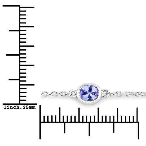 Bids.com 1.65 Carat Genuine Tanzanite .925 Sterling Silver Bracelet Bracelets White Smoke size 7.00
