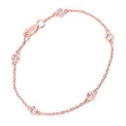 Bids.com 0.45 Carat Genuine Morganite .925 Sterling Silver Bracelet Bracelets White Smoke size 7.00