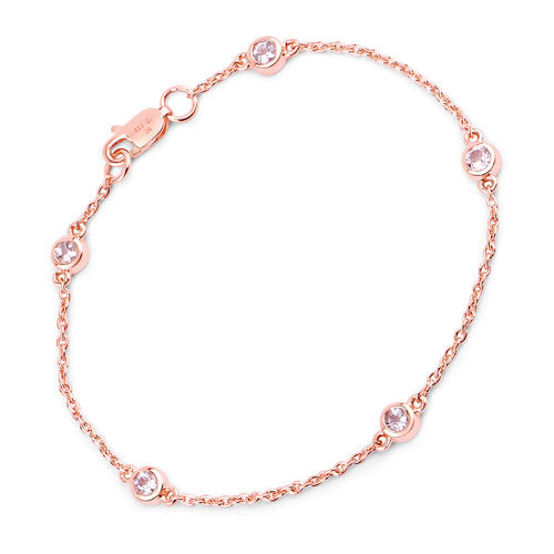 Bids.com 0.45 Carat Genuine Morganite .925 Sterling Silver Bracelet Bracelets White Smoke size 7.00