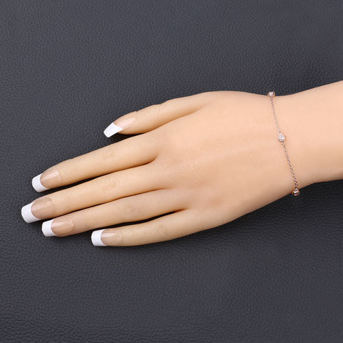 Bids.com 0.45 Carat Genuine Morganite .925 Sterling Silver Bracelet Bracelets Dark Slate Gray size 7.00